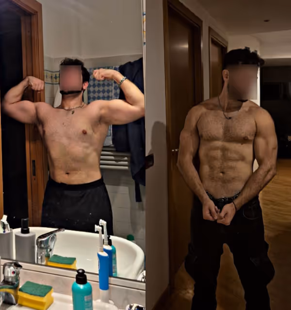 Trasformazione di Samuele G. con scheda palestra e dieta personalizzata Builtdifferent